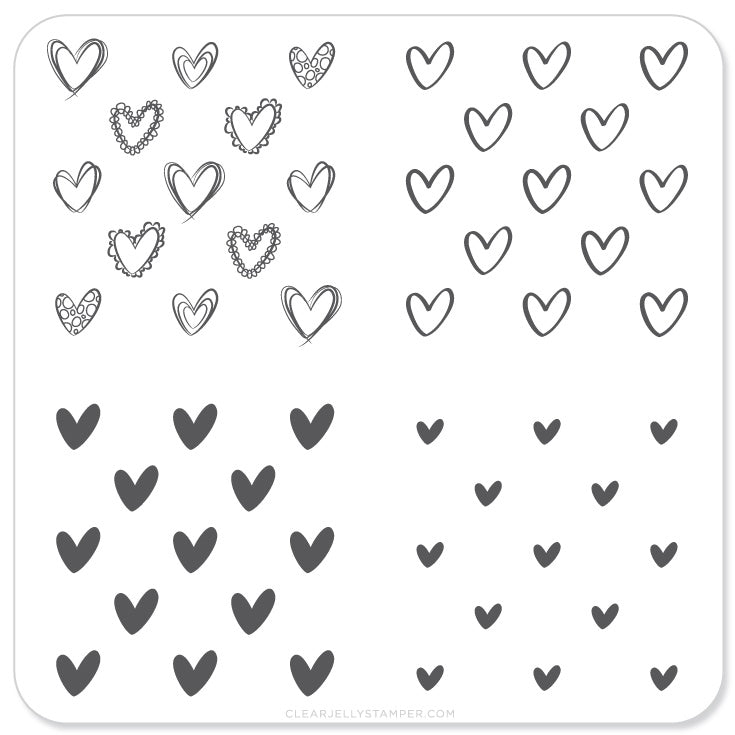 Super Cute Hearts (CjS V-02) - Steel Stamping Plate 6x6 Clear Jelly Stamper 