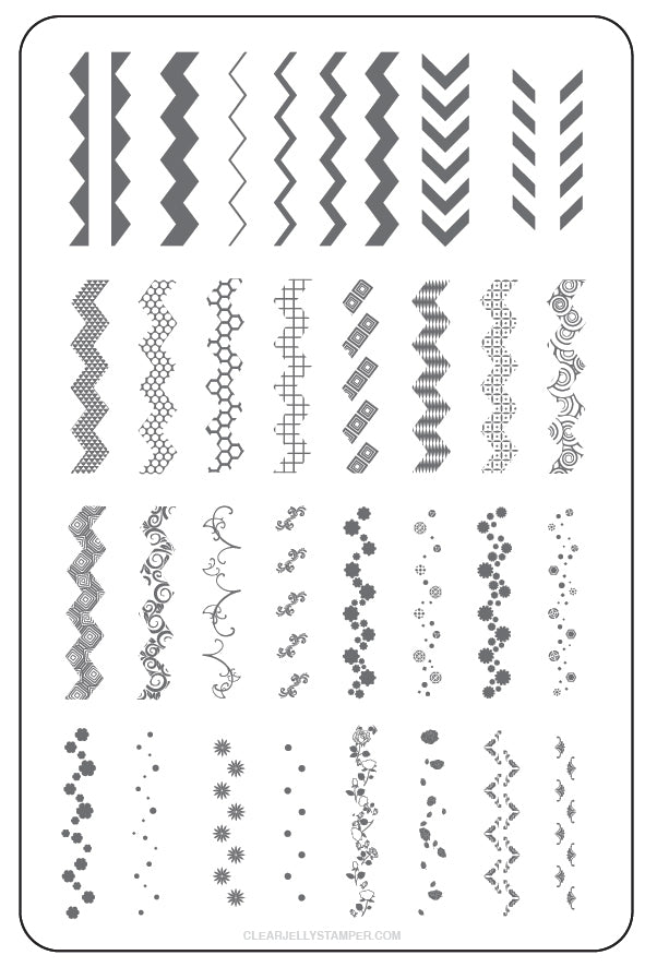 Chantel's Chevrons (CjS LC-36) Steel Stamping Plate 14 x 9 Clear Jelly Stamper 