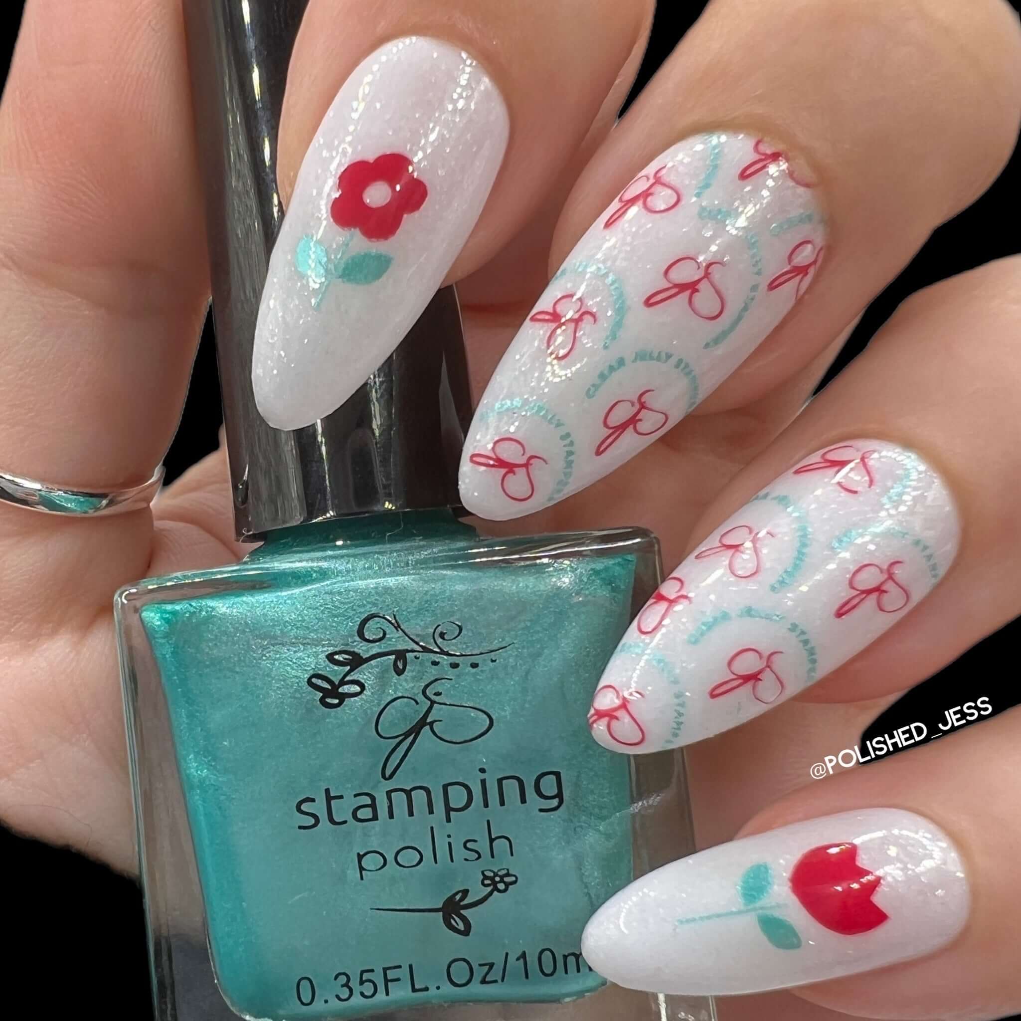 stunning-manciure-with-nail-art-designs-of-clear-jelly-stamper-logo-and-flowers