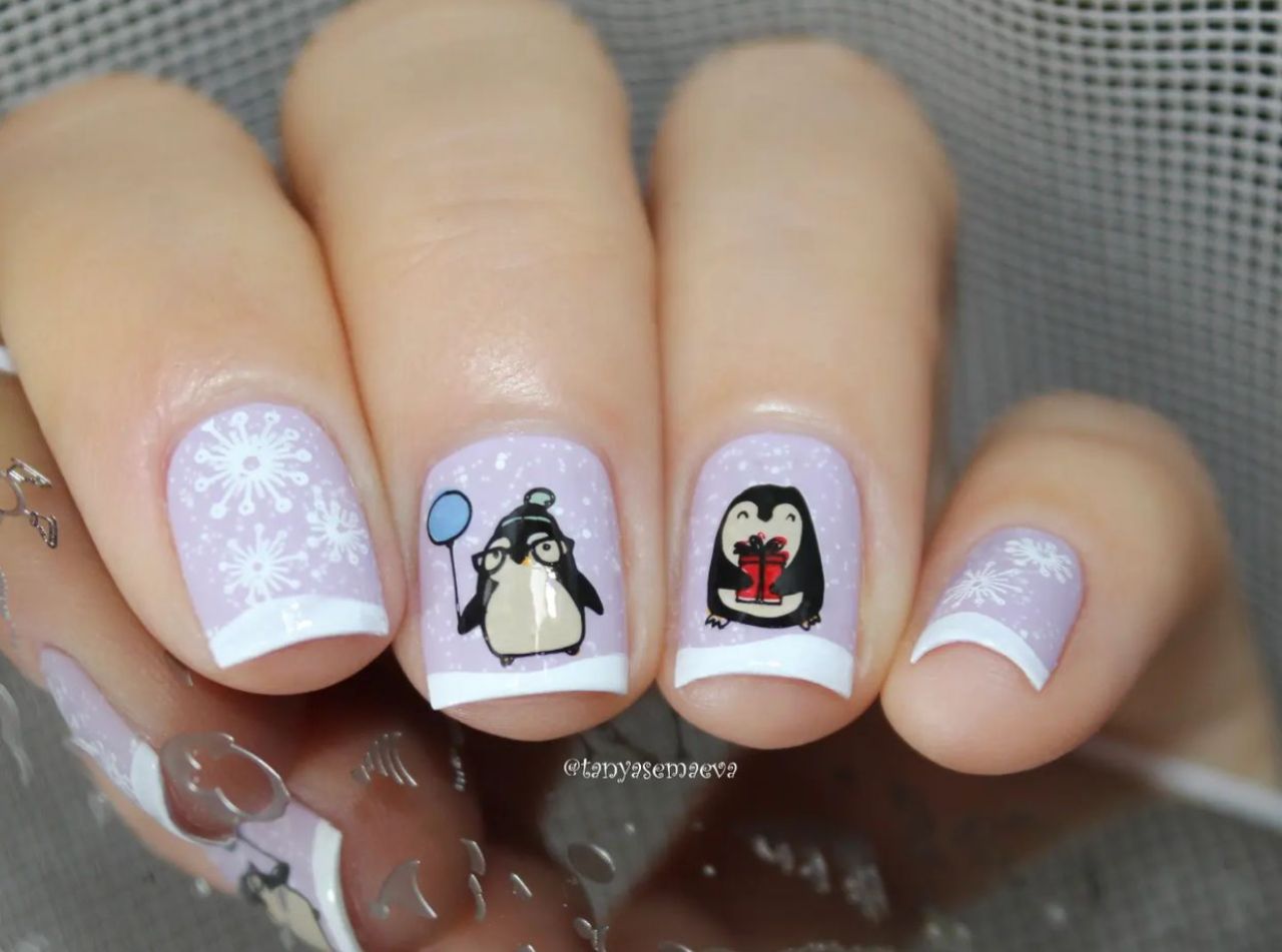 Playful Penguins (CjSC-61) Steel Nail Art Stamping Plate