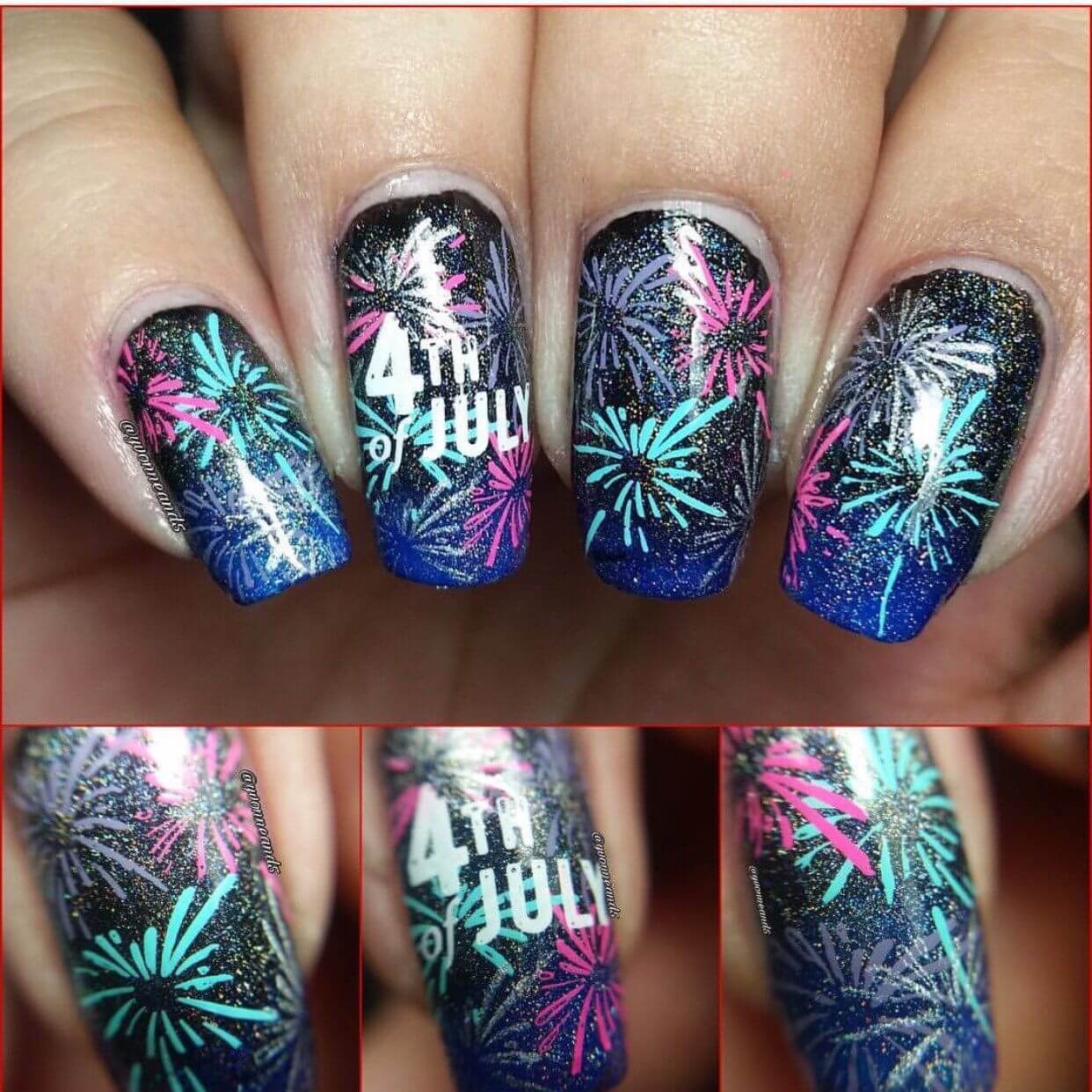 beautiful-manicure-showing-nail-art-designs-of-fireworks-and-the-words-4th-of-july