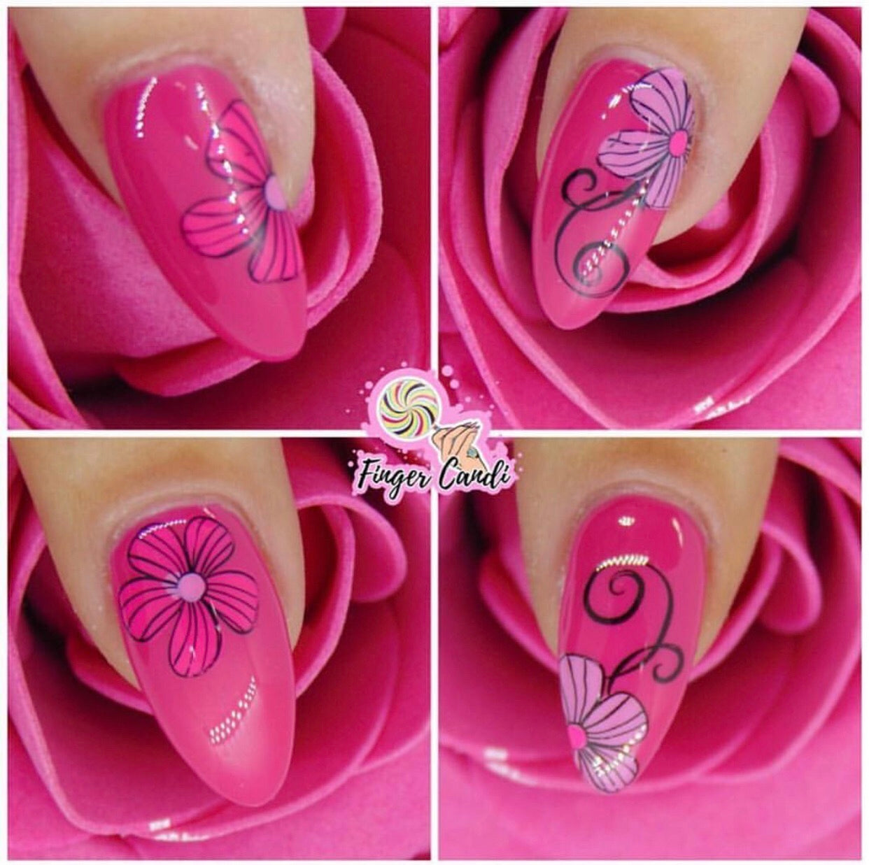 a-college-of-images-of-manicured-nails-with-stamping-nail-art-designs-of-a-flower-head